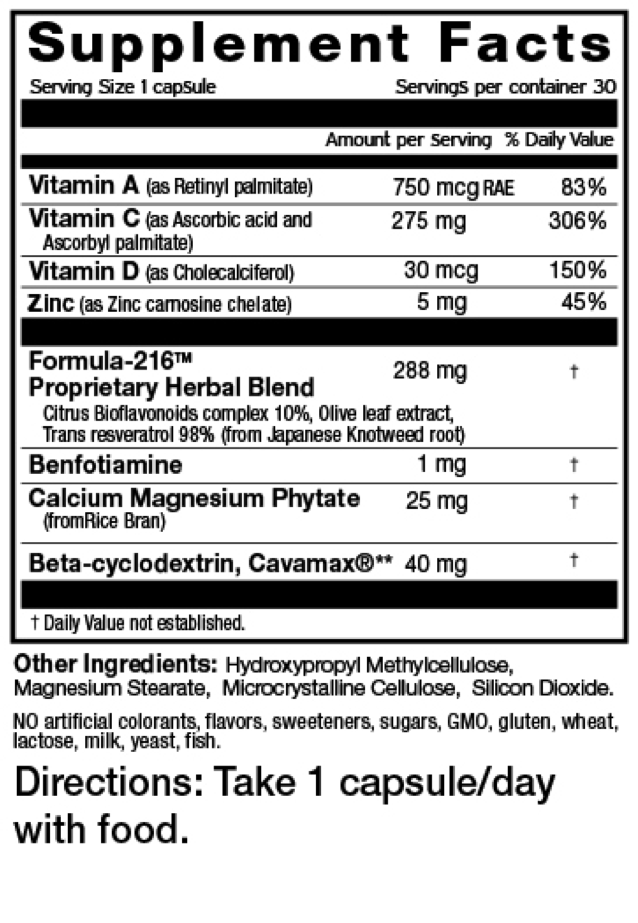 Formula 216（成分表示）