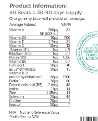 Nutri Bears Multivitamin for kids（成分表示）