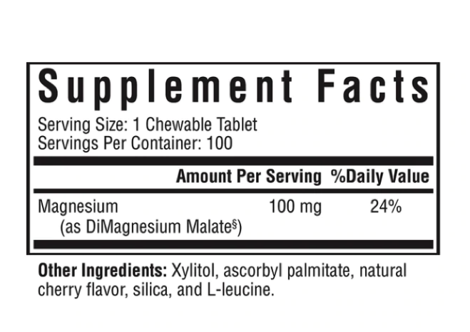 Magnesium Malate Chewable（成分表示）